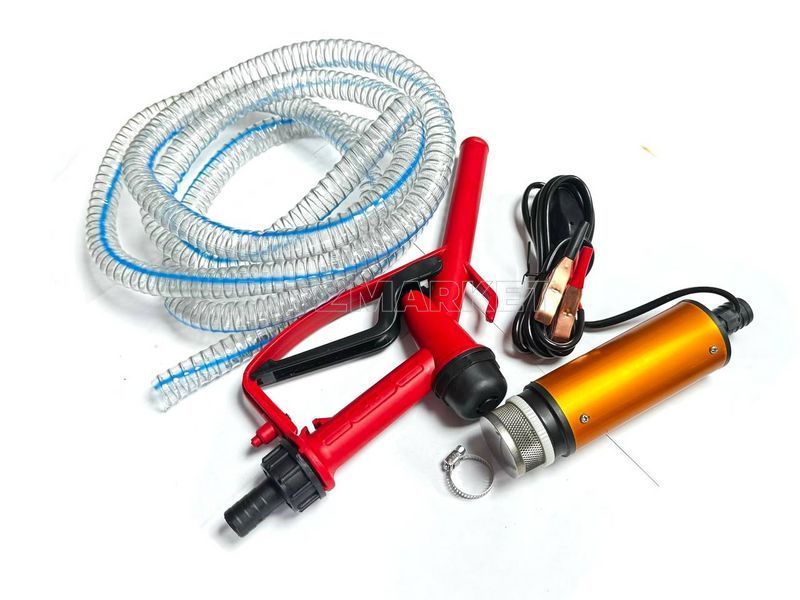 Насос для перекачки рідини 12V+пістолет з шлангом 02572 фото