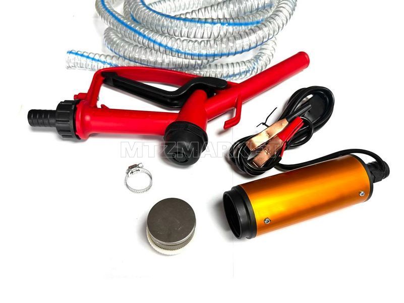 Насос для перекачки рідини 12V+пістолет з шлангом 02572 фото